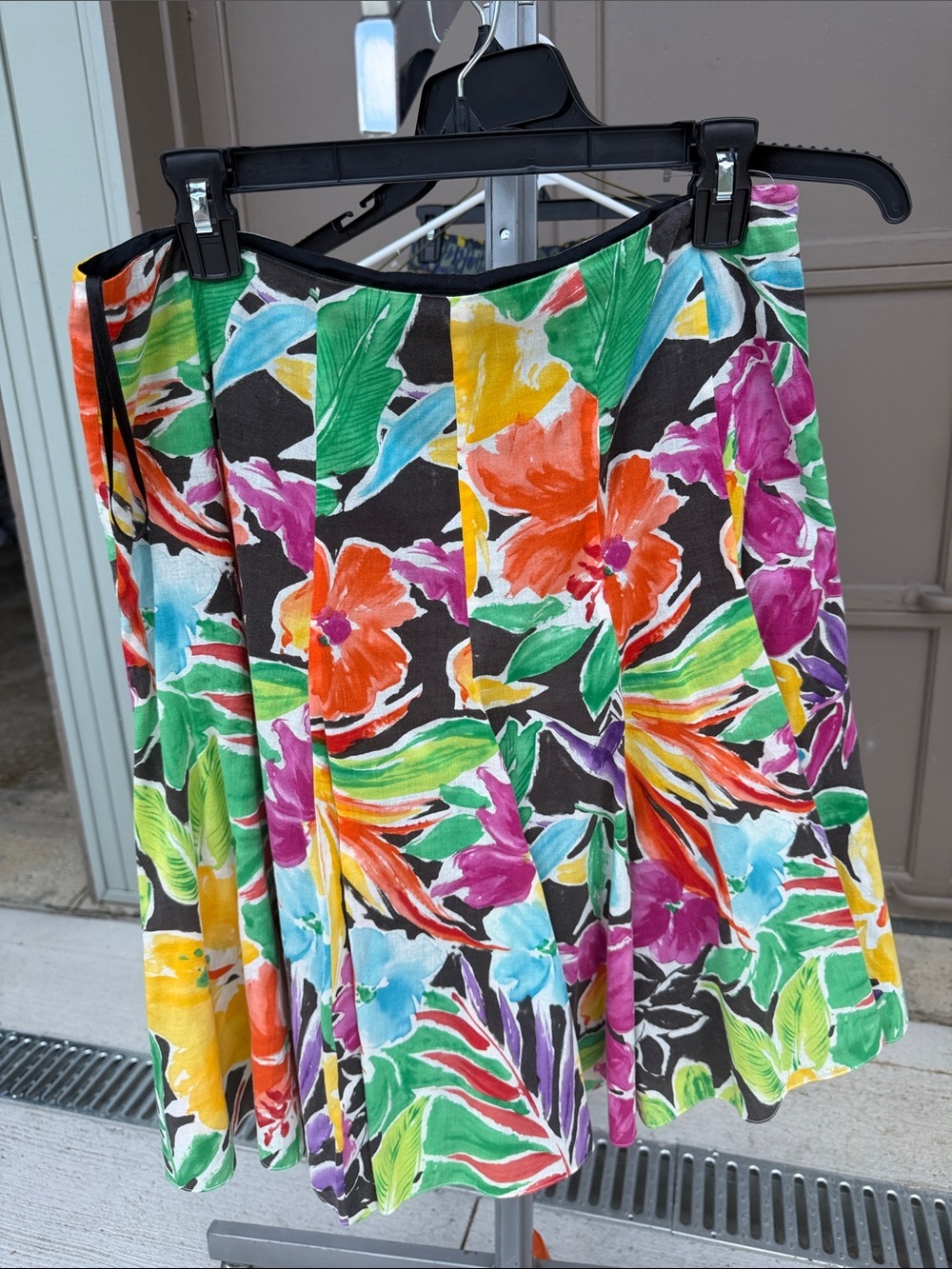 Lauren Ralph Lauren Black Floral Multicolor Circle Skirt 100% cotton